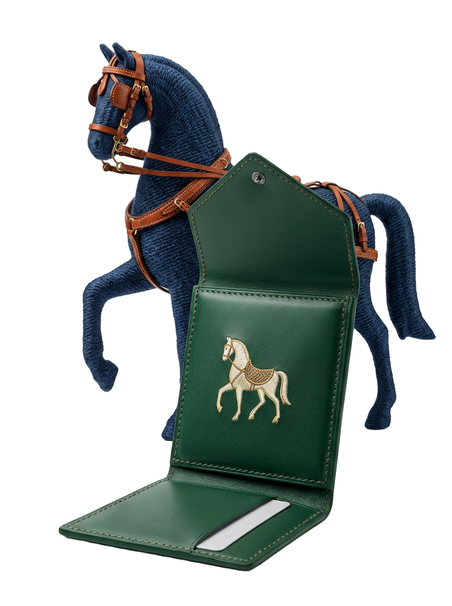 The Sovrano wallet, hand-finished veau box leather with cast seal